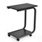 2-Tier Black Side Table with Wheels Rolling Bedside Nightstand with Shelves for Small Spaces